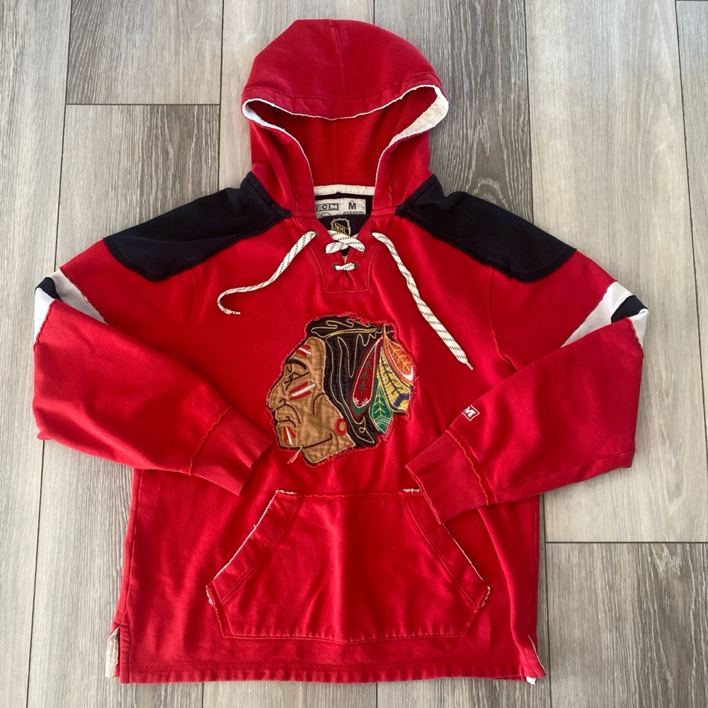 vintage ccm chicago blackhawks hoodie